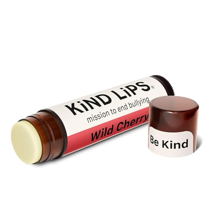 Kind Lips Wild Cherry Lip Balm (Single Pack) – Organic Flavored Lip Balm for Dry, Cracked Lips – Natural Beeswax Moisturizing Lip Care with Sweet Cherry Flavor
