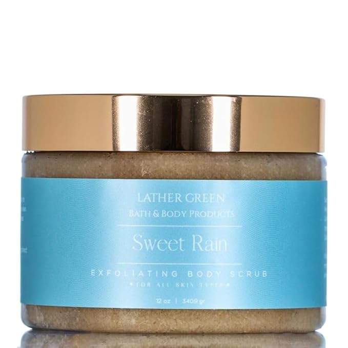 Exfoliating Sugar Body Scrub, Nourishing and Brightening Skincare Formula for Smooth, Radiant Skin, Hydrates & Revitalizes All Skin Type, 12 oz (12 OZ, Sweet Rain Sugar)