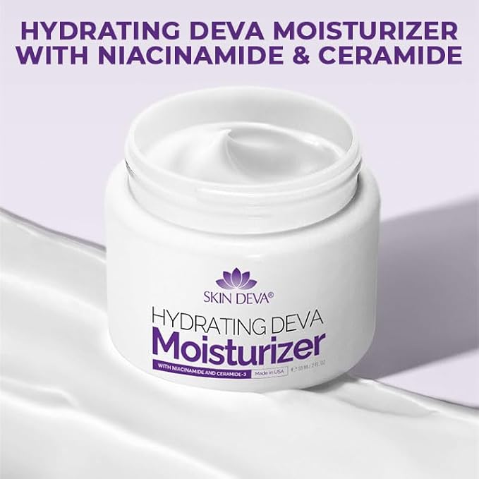 SKIN DEVA Hydrating Moisturizer Cream with Niacinamide & Ceramide Daily Face Cream| Oil Free, Protect, Smooth and Moisturizer, All Day Hydration and Plump Skin, Clean Vegan & Cruelty Free - (2 Fl oz)