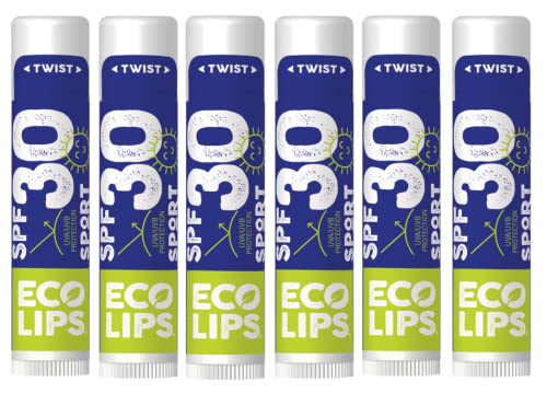 Eco Lips Classic Sport SPF 30 Broad Spectrum Sunscreen Lip Balm – 6-Pack (Classic Vanilla) | Organic Moisturizing Lip Protection | Made in USA, Cruelty-Free Outdoor Lip Care