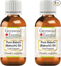 Greenwood Essential Pure Babchi (Bakuchi) Oil (Psoralea corylifolia) Cold Pressed (Pack of Two) 50ml X 2 (3.38 oz)