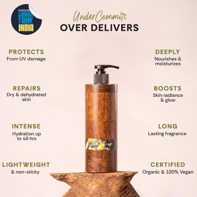 Mintree Certified Organic & Vegan, Unisex Olive Body Lotion, Long Lasting Fragrance, Silicon & Paraben Free, Moisturizes, Nourishes & Hydrates for 48 Hr