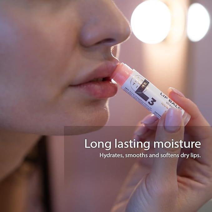 Strawberry Lip Balm | Natural Lip Balm & Moisturizer with Shea Butter, Cocoa Butter, Beeswax & Almond Oil | Hydrating Lip Care for Soft, Smooth & Healthy Lips | L3 KØØZMETIK