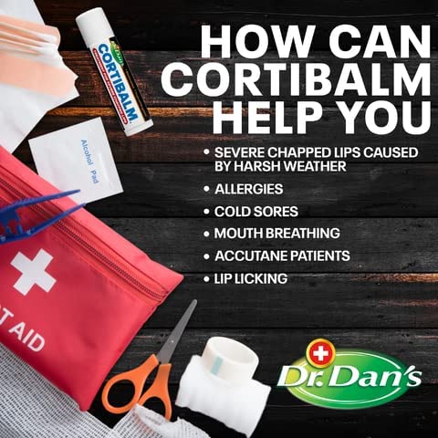 Dr. Dan’s Cortibalm - Healing Lip Balm for Severely Chapped Lips with Hydrocortisone, Moisturizing Balm Pack Treatment for Men & Women, Moisturizer for Very Dry Cracked Lips, Hypoallergenic - 2 pack