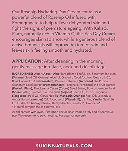 Sukin - Rosehip Hydrating Day Cream, Hydrate & Revitalize Skin, 4.06 fl oz 120 mL