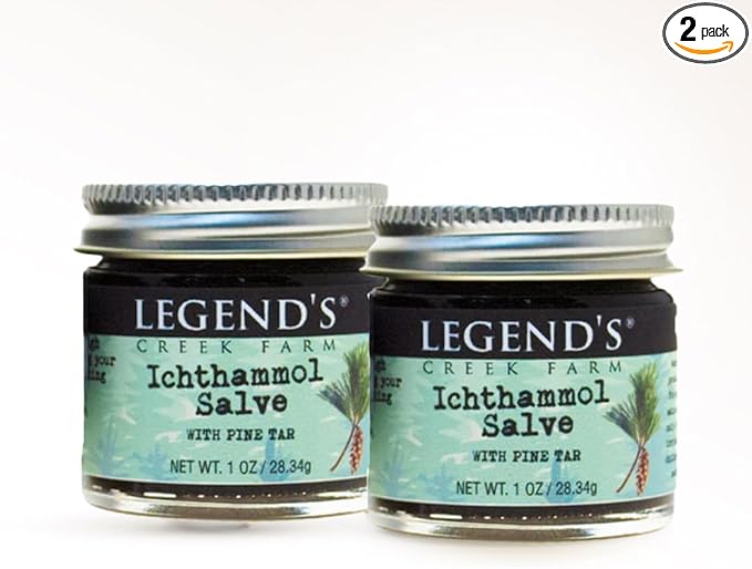 Legend's Creek Farm Herbal Salve - Healing Ointment with 20% Ichthammol Drawing Salve - Natural Balm for Stings, & Splinters - 1oz - Handmade in USA (Pack of 2)
