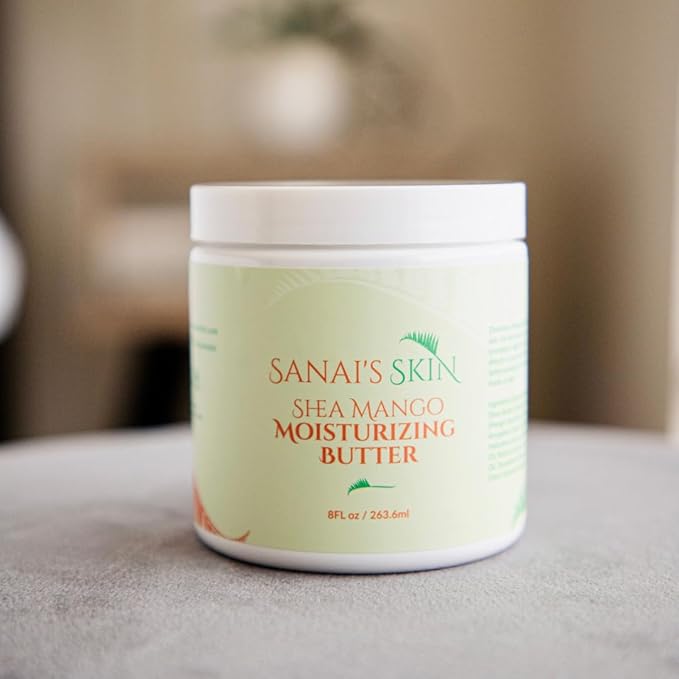 Sanai's Skin Moisturizing Body Butter | Shea Mango Moisturizing Butter | Moisturizing & Nourishing for Normal to Dry Skin | Shea Butter, Mango Butter, Sweet Almond Oil - 8 oz