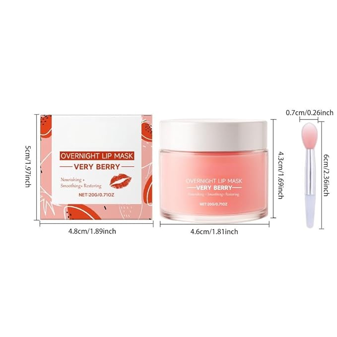 Berry Hydrating Overnight Lip Mask – Nourishing Lip Sleeping Mask with Vitamin E & Strawberry Extract – Lightweight Non-Sticky Night Lip Treatment for Soft Smooth Lips (1)