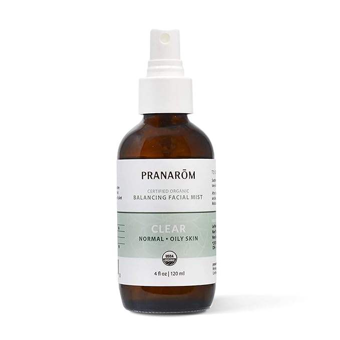 Pranarom Facial Mist (4oz / 120ml) - 100% Pure & Natural Essential Oil Facial Mist for Dry Skin Hydration & Toning (Clear (Oily Skin))