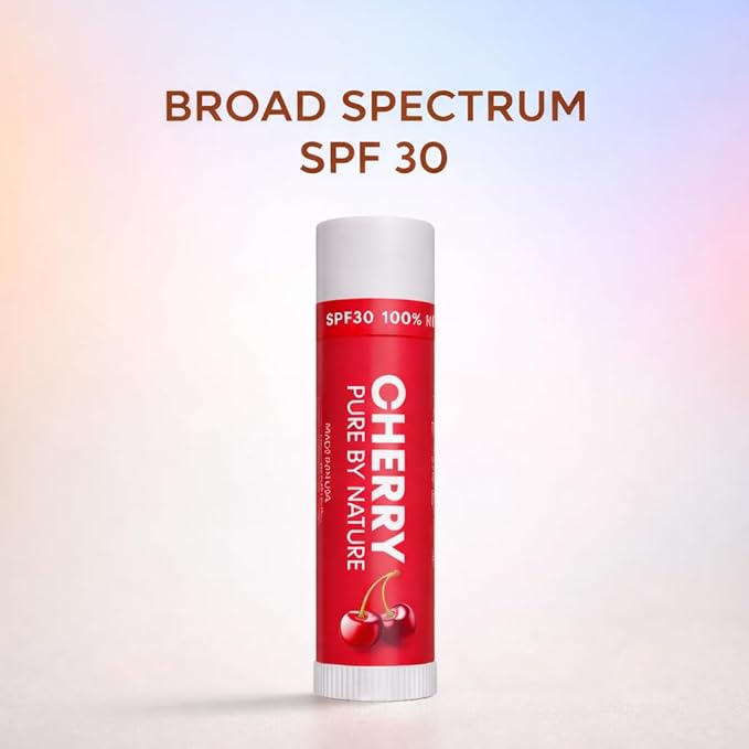 Naturistick UV Pro® Mineral SPF 30 Lip Balm – Cherry (5-Pack), Broad Spectrum Sun Protection