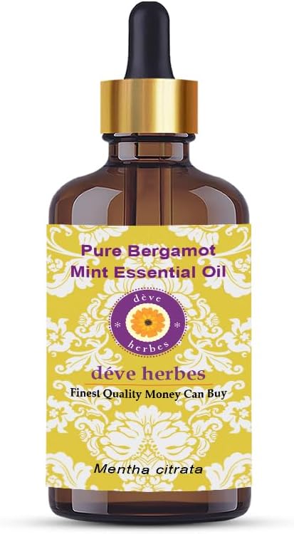 Deve Herbes Pure Bergamot Mint Essential Oil (Mentha citrata) with Glass Dropper Steam Distilled 50ml (1.69 oz)