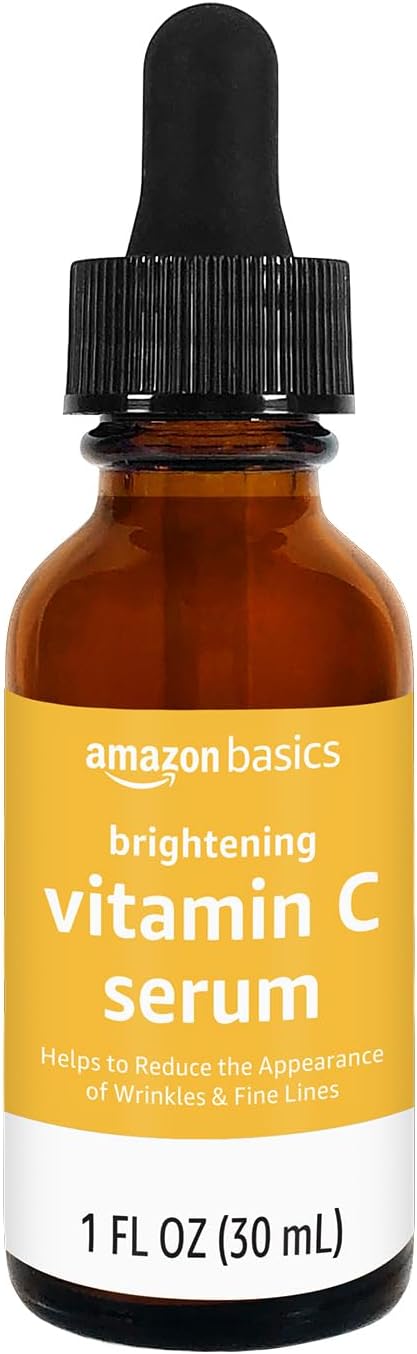 Amazon Basics Brightening Anti Aging Vitamin C Serum with Hyaluronic Acid, Hydrates Skin, 1 Fluid Ounce, 1-Pack