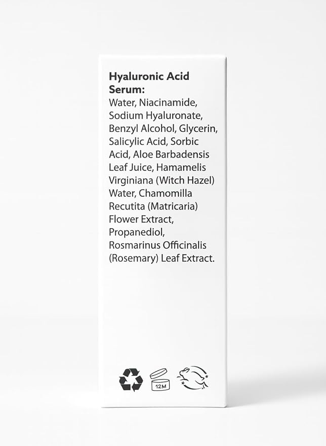 Hyaluronic Acid Serum for Face – Hydrating & Plumping Facial Serum with Niacinamide, Aloe & Witch Hazel – Deep Moisture, Fine Line Smoothing – Fragrance-Free, Made in USA – 1 fl oz