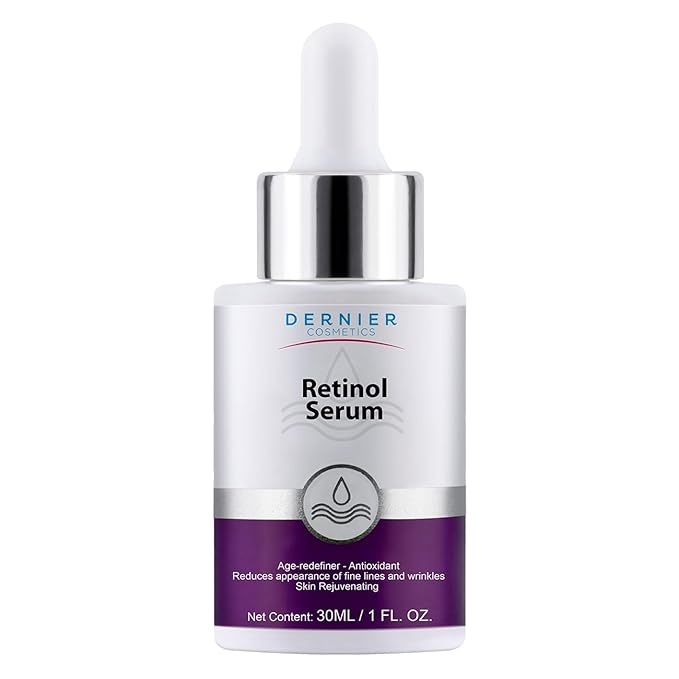 Dernier Retinol 1% Serum for Face - Anti-Aging Skin Care Serum with Hyaluronic Acid 0.5% - Reduces Wrinkles Fine Lines & Signs of Aging Night Moisturizer Ideal for Sensible Skin (1 fl oz)