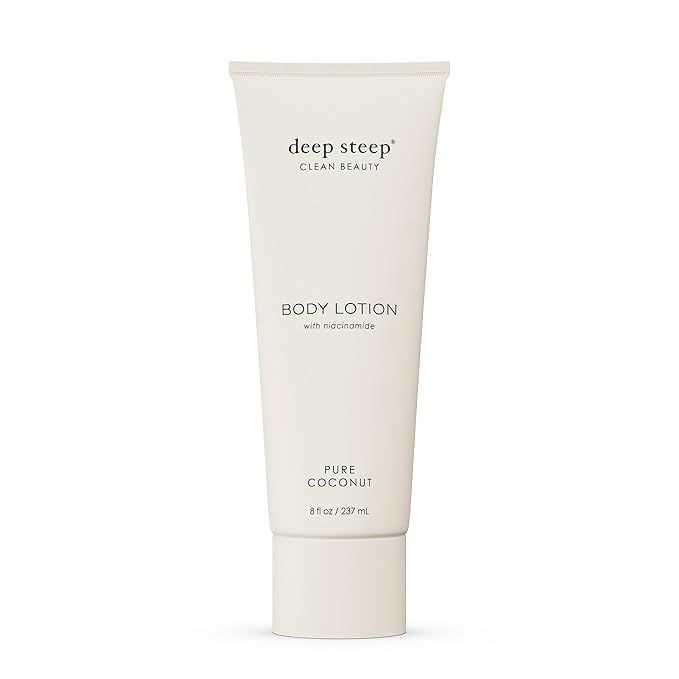 Deep Steep Body Lotion, Pure Coconut, 8 oz – Moisturizer with Coconut Oil, Shea Butter, Argan Oil, Aloe Vera & Niacinamide – Vegan, Clean Beauty, Daily Skin Hydration