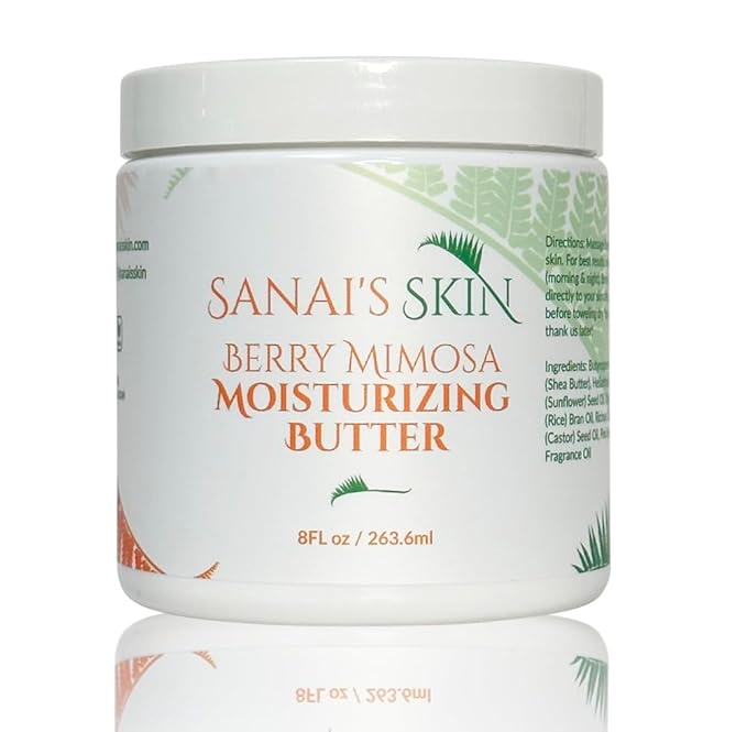 Sanai's Skin Moisturizing Body Butter | Berry Mimosa Moisturizing Butter | Moisturizing & Nourishing for Normal to Dry Skin | Shea Butter & Sunflower Seed Oil - 8 oz