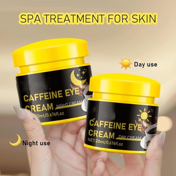 Caffeine Eye Cream for Dark Circles, Travel Essentials - Day & Night Under Eye Cream, Puffiness Under Eye Treatment for Dark Circles, Puffiness, Wrinkles - Vegan Moisturizer Cream