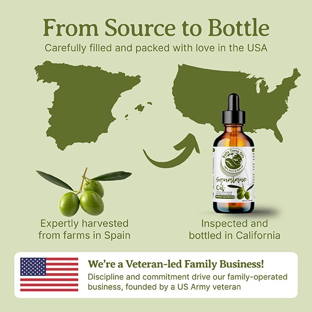 Bella Terra Oils - Organic Squalane Oil 4 oz - Dive into Organic, Olive-Derived, Ideal for Skin and Hair High in Vitamin E, Promotes Supple & Radiant Skin