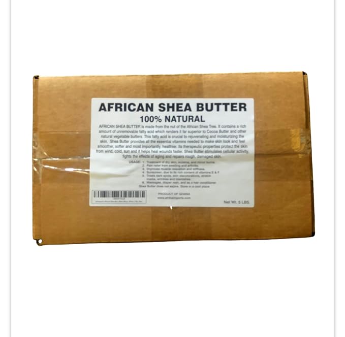 African Shea Butter, 100% Natural from West Africa, White, 5 lbs.