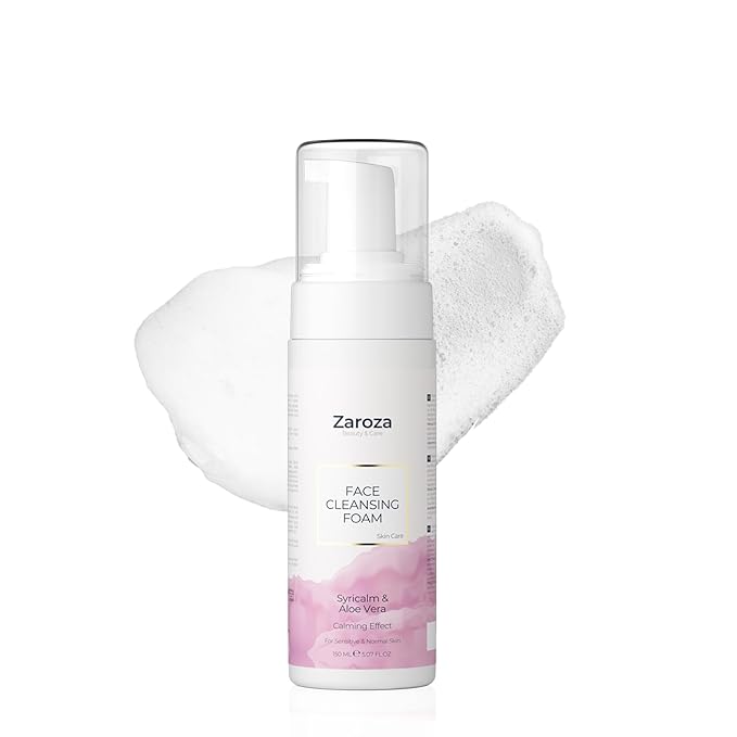 Zaroza Face Cleansing Foam – Gentle Daily Cleanser with Niacinamide, Hyaluronic Acid & Aloe Vera – Soothing, Hydrating Face Wash for Sensitive & Normal Skin – Vegan – 5 fl oz