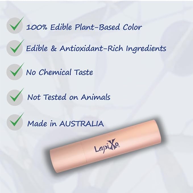 LAPIXO 100% Plant-based Color Lip Tint, Unique Formula, Natural + Moisturizing | 2-in-1 | All Food Ingredients, Non-Toxic, Antioxidant-rich, Natural Matte Sheer, Buildable, 4.4g/0.15oz (Berry color)