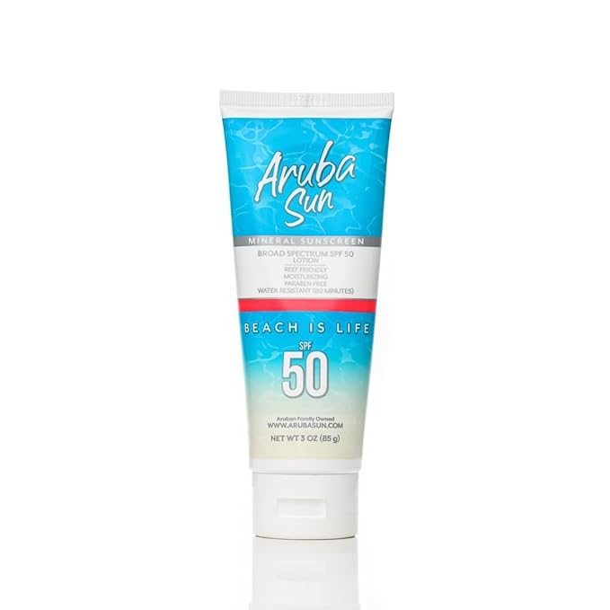 Reef Friendly Mineral Sunscreen SPF 50 Lotion - 3oz | Chemical-Free Reef Safe Sunscreen | Broad Spectrum Protection with Titanium Dioxide & Zinc Oxide | Water Resistant up to 80 Minutes