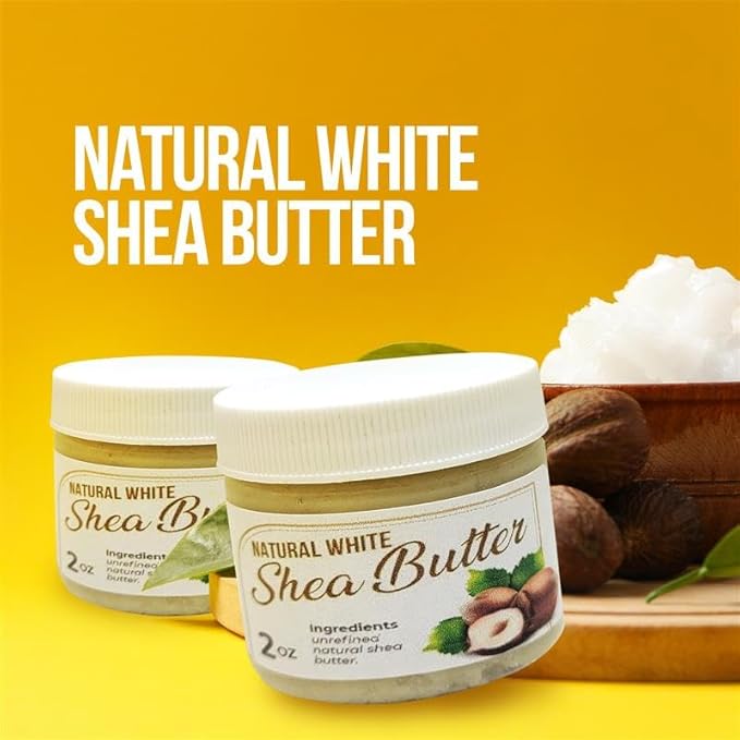 Raw African Shea Butter Travel Size – 2 oz Pure Unrefined Shea Butter for Skin, Hair & Face – Traditional – Plant-Based Body Cream for Dry, Rough Areas - White