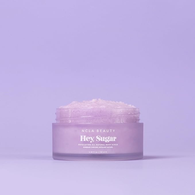NCLA Beauty Hey Sugar All Natural Body Scrub - Moisturizing, Exfoliating Sugar Scrub - Shea, Cocoa, and Mango Butters - Birthday Cake - 3.38 oz