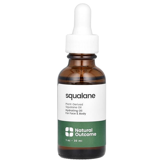 natural outcome Pure Squalane Oil l 100% Plant Derived Squalane Oil for Face, Body, Hair & Lips I Weightless Moisturizing Oil Firms Skin, Reduces Fine Lines & Enhances Skin Elasticity I 1 oz