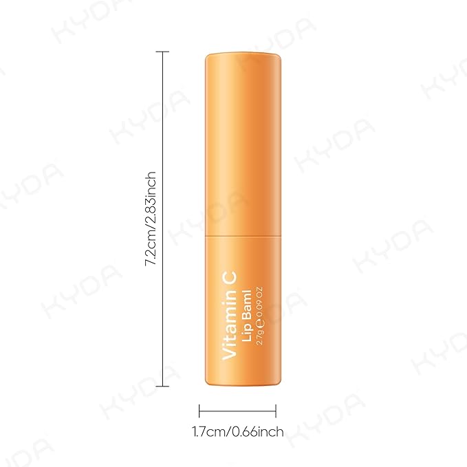 KYDA 3 Pcs Vitamin C Lip Balm, Moisturizing Lips Balm Stick for Dry Cracked Lips, Deep Hydrating Tinted Lip Balm, Reduce Fine Lines, Daily Lip Moisturizer with Orange Vitamin C, Colorless Finish