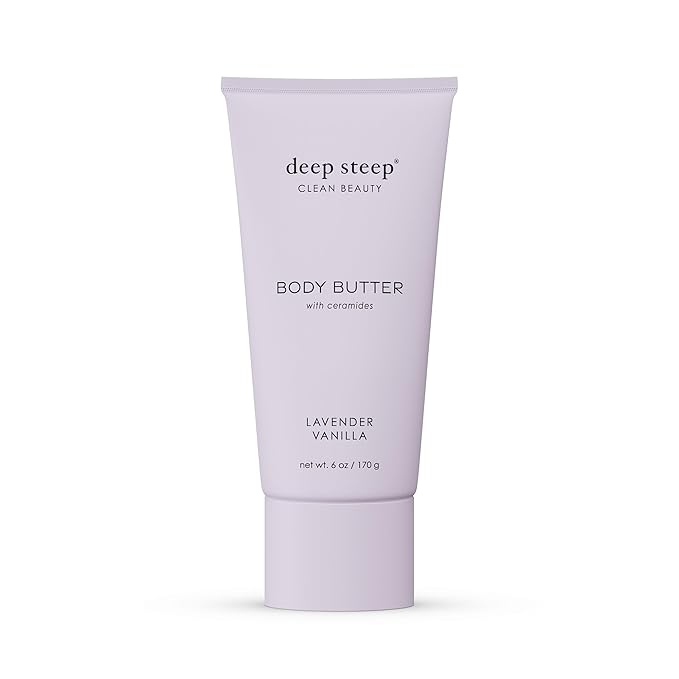 Deep Steep Body Butter, 6 oz – Rich Moisturizer with Ceramides, Coconut Oil, Argan Oil & Aloe Vera – Vegan, Clean Beauty, Smooth & Hydrated Skin (6 Ounces, Lavender Vanilla)