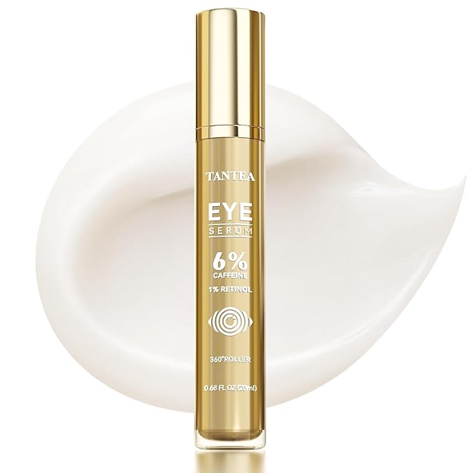 6% Caffeine Eye Cream for Dark Circles & Puffiness, 1% Retinol Eye Serum for Under Eyes Bags, Anti-Aging Eyes Cream for Men and Women