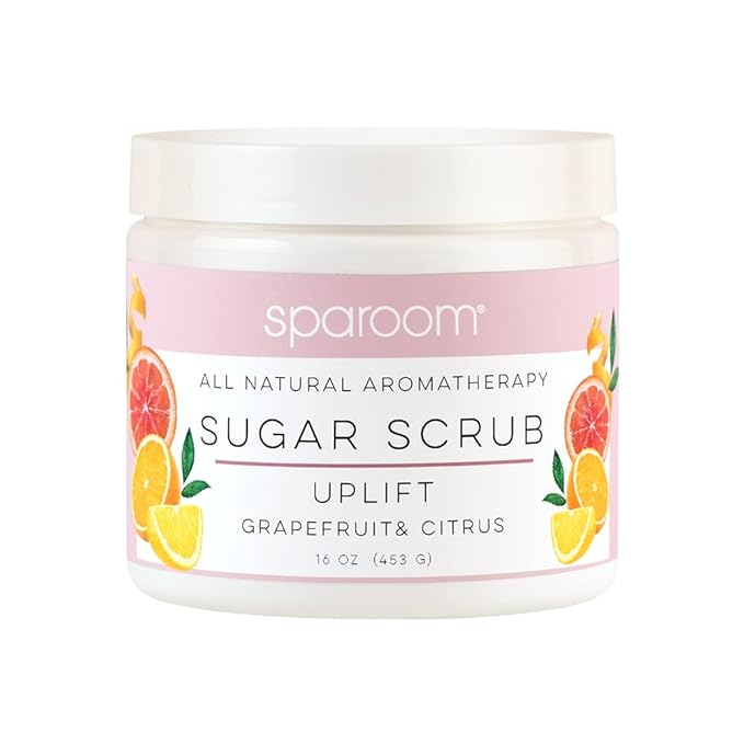 SpaRoom All Natural Aromatherapy Shea Butter and Raw Sugar Hydrating and Exfoliating Body Scrub, 16 oz, Uplift- Grapefruit and Citrus Essential Oils