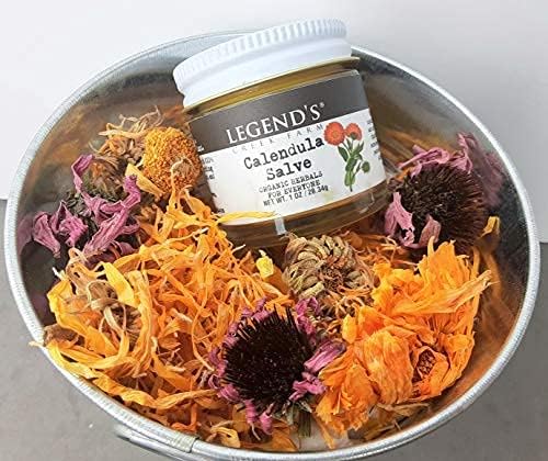 Legend's Creek Farm Herbal Salve - Healing Ointment with Calendula Flowers & Grapeseed Oil - Natural Balm for Dry Skin, Scrapes, & Stings - 1oz. Healing Balm Handmade in USA (Calendula S.)