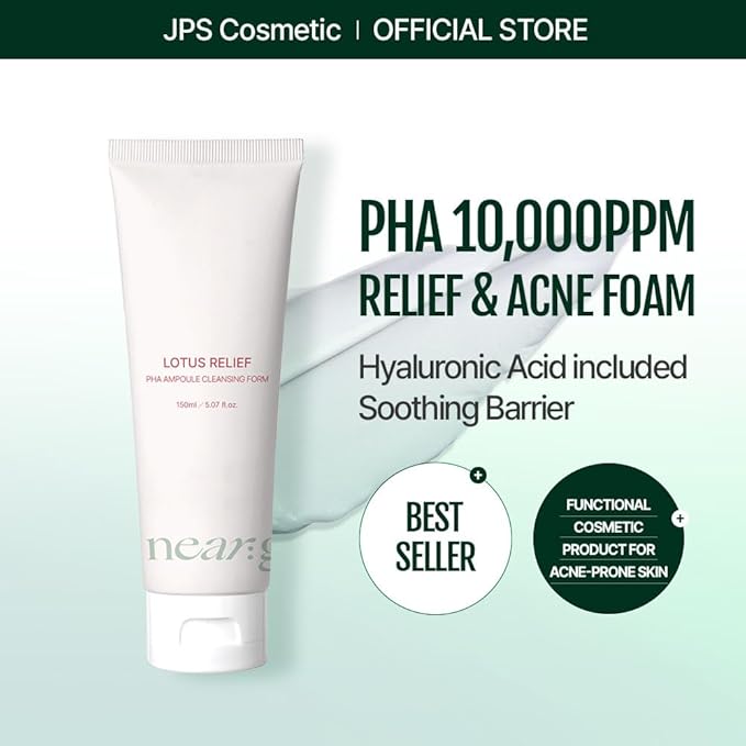 neargarden Lotus Relief PHA Ampoule Cleansing Foam I for All Skin Types, Hyaluronic Acid Face Wash, Facial Cleansing Washes (150ml / 5.07 fl.oz.)