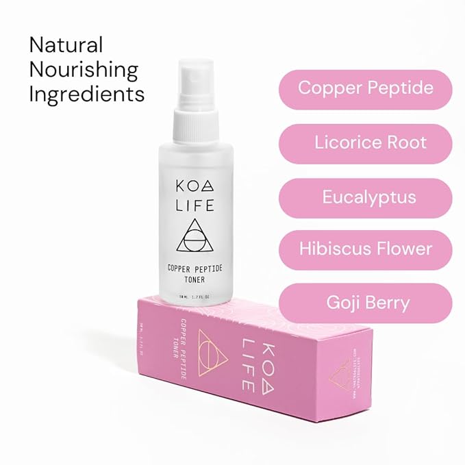 Copper Peptide Anti-Aging Facial Toner - Collagen Boosting Skin Repair Solution with Natural Plant-Based Formula, Vitamins for Hydration, Plumping, and Glowing Skin, 1.7 Fl OZ