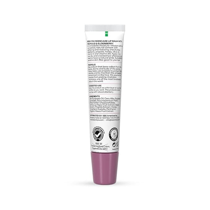 Bee and You Ultra Hydrating Lip Balm | Natural Liquid Formula, Elderberry & Propolis Extract, Shea Butter, Beeswax, Vitamin E – Chapped & Dry Lips Repair, 10ml