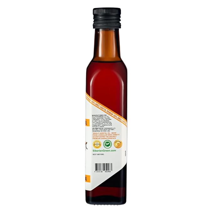 Siberian Green Sea Buckthorn Oil – 250ml Single Varietal Seed and Berry Oil – Extra Virgin Unrefined Cold Pressed Ideal for Cooking Salads Cosmetics Skin Care