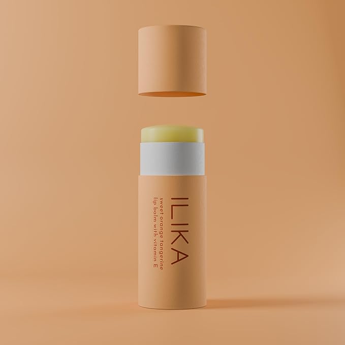 ILIKA 100% Natural Lip Balm - 2X Volume, Organic, Plastic-free, Vegan, Cruelty-Free, COSMOS Certified Organic, PETA Certified, Plant-Based, Biodegradable Tube, 2 Pack, Orange Tangerine - 0.3 Oz each