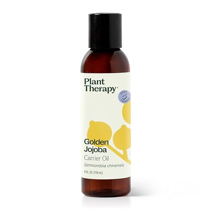 Plant Therapy Jojoba Golden Carrier Oil 4 oz 100% Pure, Cold-Pressed, Natural and GMO-free Moisturizer and Carrier Oil for Essential Oils