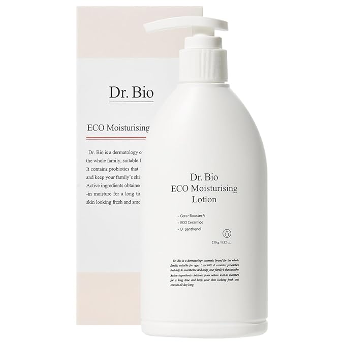 Dr.Bio Eco Moisture Lotion, Body & Face Daily Moisturizer for Sensitive Skin Types with Ceramide Shea Butter, Probiotics & Cica, Organic & Vegan, Fragrance-Free, Hypoallergenic Korean Skincare