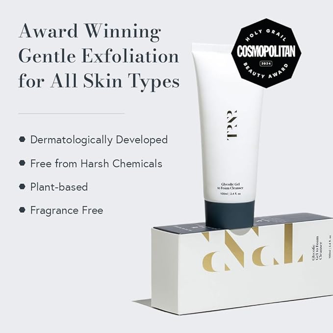 Glycolic Acid Gel To Foam Face Cleanser (100ml/3.4oz) | Foaming & Exfoliating Face Wash| Natural, Plant-Based & Science-First Face Wash for Men & Women | With of Green Tea & Aloe Leaf Extracts