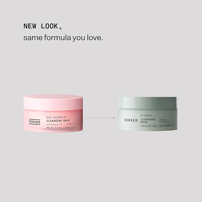 Versed Day Dissolve Cleansing Balm - Makeup Melting Balm Infused with Vitamin E + Eucalyptus Oil to Calm Skin - Oil Based Double Cleanser (0.6 Fl Oz (Pack of 1), V1 Day Dissolve)