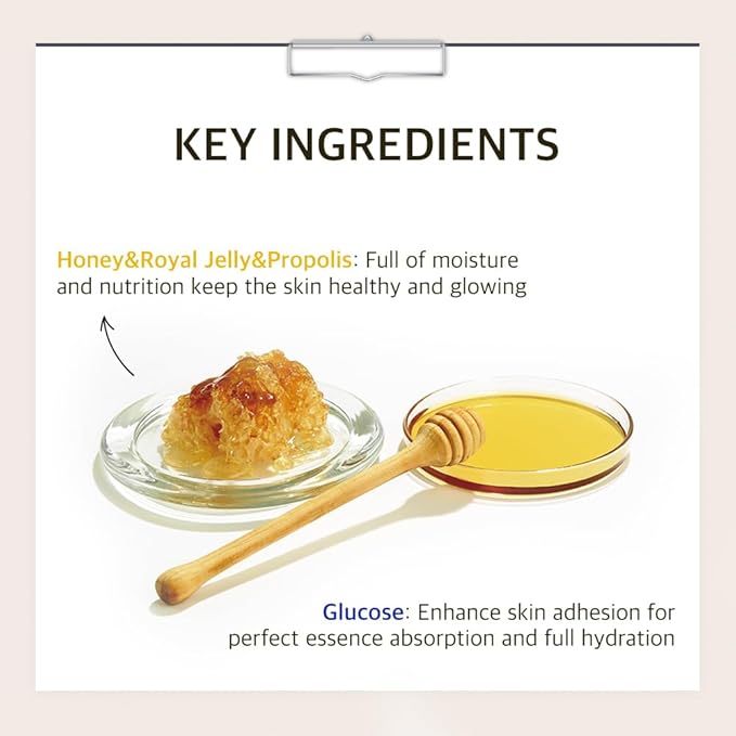 Papa Recipe Bombee Pepta Honey Sheet Mask 10 Sheets – Sensitive Skin Friendly, Deep Hydration & Moisture Lock with 6 Hyaluronic Acids, Korean Skincare Face Mask for Dry & Dull Skin