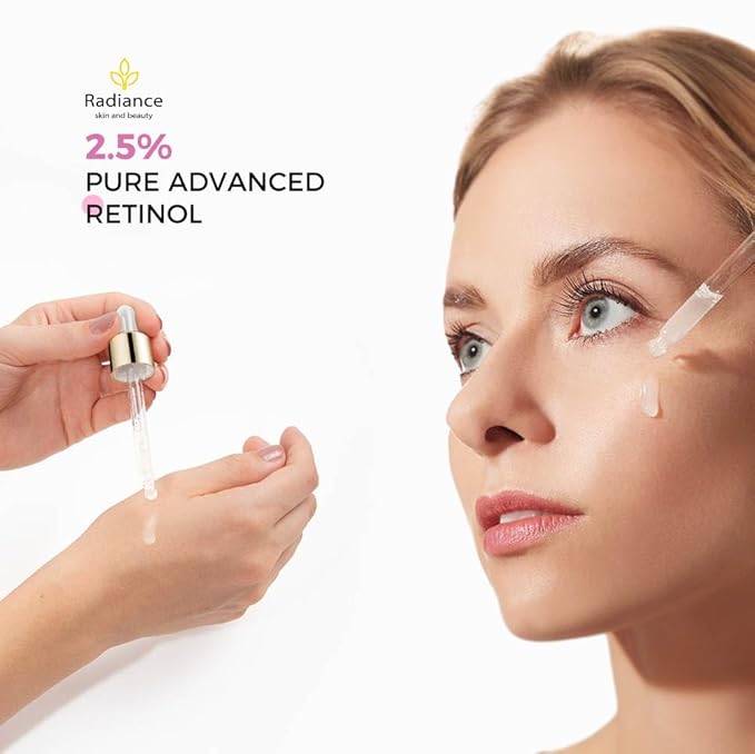RADIANCE - Retinol Serum for Face with Vitamin E, Organic Jojoba Oil, Aloe Vera, Green Tea, Hylauronic Acid for Smoothing Fine Lines, Dark Spot & Anti Aging, Anti Wrinkles Facial Serum 1 Oz