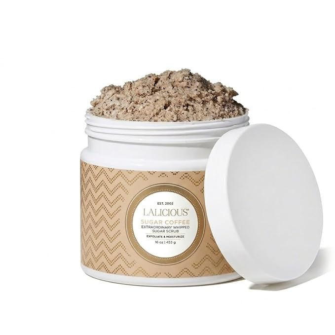 LALICIOUS Sugar Coffee, Sugar Scrub for Body, Exfoliating Body Scrubs for Women Moisturizing Body Exfoliator with Coconut Oil & Honey for Radiant Skin, Zero Greasy, No Parabens16 oz.