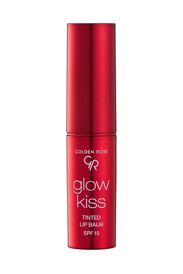 Golden Rose Cosmetics Glow Kiss Tinted Lip Balm with SPF15, Vegan Formula (Strawberry)