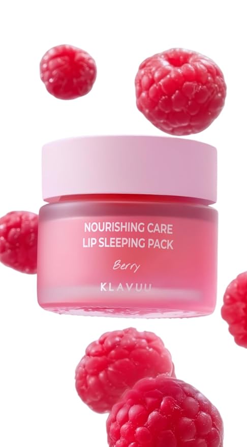 Klavuu Lip Mask Sleeping Pack (0.7oz) – Overnight Deep Hydrating Korean Lip Balm Treatment for Very Dry, Chapped Lips | Lip Lightening & Plumping with Instant Hydration | Gentle Exfoliating (Berry)