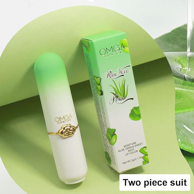 BINGBRUSH 2 Pcs Aloe Color Changing Lipstick Queen,PH Mood Long Lasting Labiales Lip Gloss Lip Balm Tinted Magic Lip Stain Makeup Lipstick Set for Women