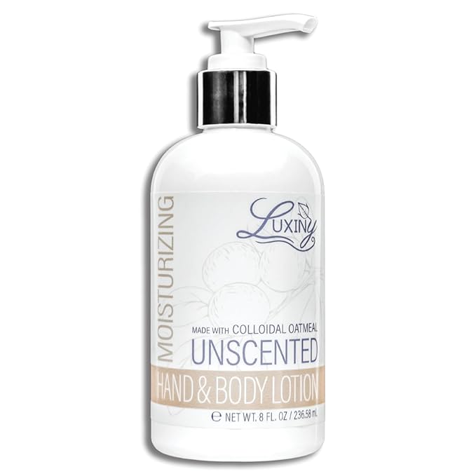 Luxiny Daily Vegan Hand & Body Lotion for Dry Skin,Made with Jojoba Oil & Vitamin E, USA Made, Non Greasy Phthalate/Sulfate/Paraben Free & Cruelty-Free Formula, 8 oz (8 oz, Unscented)